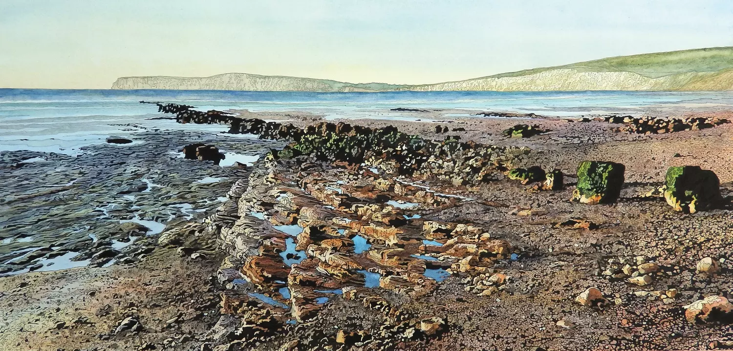 Compton Bay in Pen & Ink and Watercolour